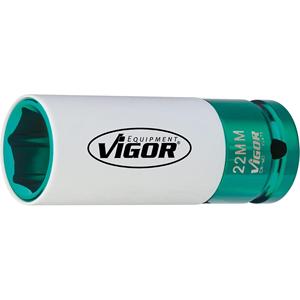 VIGOR Douille pour clé à chocs ∙ V2475 ∙ 1/2 pouce (12.5mm) carré, creux ∙ Profil à six pans extérieurs ∙ Taille 22 mm - Product Image 2