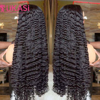 Cabello Humano Virgen Brasileño Rizado con Ondas de Agua, Grado 15A, Cabello Indio Natural con Baby Hair, Parte Media, para Pelucas de Encaje Frontal para Mujeres Negras