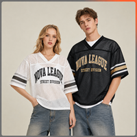 T-shirt de sport rétro en gros, respirant, en maille, coupe oversize, court, avec motif graphique, streetwear, logo personnalisé, pour homme