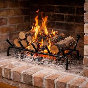 Fireplace <b>Log</b> <b>Rack</b> 50x21.5x16 Cm Black Wrought Iron With 5 Bars For Indoor Outdoor Use - Product Image 5