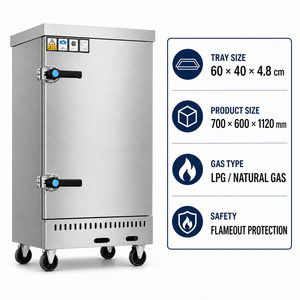 Vaporera Comercial de Gas de 6 Bandejas, Cocina a Vapor a Gas Natural/GLP con Protección Contra Apagado de Llama para Restaurantes y Cocinas de Catering - Product Image 2