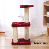 Árbol rascador interactivo de tres niveles de felpa para gatos, poste para afilar garras, juguete para aliviar el aburrimiento, plataforma de salto para gatos