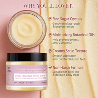 Gommage corporel éclaircissant au curcuma, acide kojique, niacinamide et squalane pour le corps et les zones intimes, élimination des taches brunes, gommage au sucre naturel pour les zones intimes
