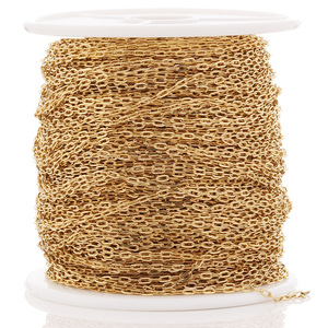 Cadena Plana de Acero Inoxidable de 1.5mm Color Dorado para Fabricación de Pulseras, Accesorios de Joyería DIY - Product Image 1