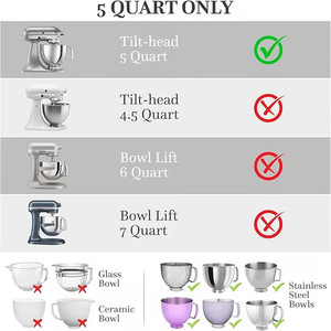 Doublures de bol de mixeur sur socle en silicone pour mélangeurs <span class=keywords><strong>Kitchen</strong></span> <span class=keywords><strong>Aid</strong></span> Tilt-Head 5 Qt - Product Image 5