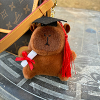 Porte-clés en peluche Capybara mignons avec tenues interchangeables, fourrure douce et moelleuse, idéaux comme pendentifs de sac et de jolis petits cadeaux de vacances