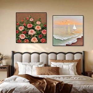 <span class=keywords><strong>Peinture</strong></span> murale <span class=keywords><strong>de</strong></span> style rétro français, motif floral rose et tulipe, vue sur la <span class=keywords><strong>mer</strong></span> au <span class=keywords><strong>coucher</strong></span> du <span class=keywords><strong>soleil</strong></span>, art mural <span class=keywords><strong>de</strong></span> luxe à suspendre pour la maison, salle à manger, chambre à <span class=keywords><strong>coucher</strong></span> - Product Image 4