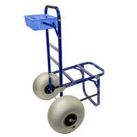 Chariot de pêche professionnel KSW6 bleu à traction manuelle avec pneus ballon extra larges conçus pour une traction facile sur la plage sablonneuse