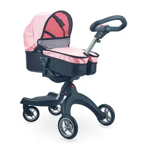 最新产品豪华二合一娃娃婴儿车，带婴儿床和可调手柄娃娃婴儿车玩具