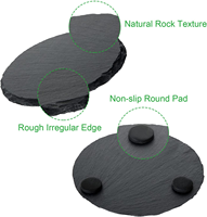 Großhandel 25mm Black Slate Stone Catering Servier geschirr Umwelt freundliche Dia25 x 0,6 cm Charc uterie Teller für Pizza Food Serving