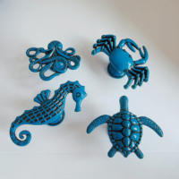 Poignées de tiroir et poignées de placard en alliage de zinc sur le thème des créatures marines - Poignées de cuisine durables au design océanique Hippocampe, Crabe, Pieuvre, Tortue