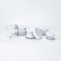 Contenant cosmétique de luxe 30g 50g 80g 100g 120g 150g Pot en plastique transparent à paroi épaisse PET avec couvercle blanc doré