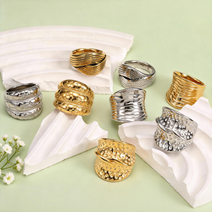 Juego <span class=keywords><strong>de</strong></span> Anillos al por Mayor, Chapados en <span class=keywords><strong>Oro</strong></span> <span class=keywords><strong>de</strong></span> 18K/24K, Acero Inoxidable Hipoalergénico, Resistentes al Agua y al Deslustre, Joyería <span class=keywords><strong>de</strong></span> Moda Afro-Boho - Product Image 5