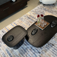 OKF prix d'usine hôtel villa comptoir en bois massif noir forme de champignon de luxe table basse à base de marbre peut être personnalisée