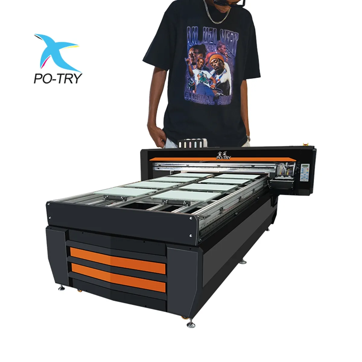 직물 인쇄 기계 t-셔츠 인쇄 평상형 트레일러 면 인쇄 DGT 큰 체재 4 색깔