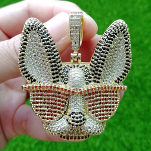 Colar Hip Hop Iced Out com Pingentes Grandes de Latão Banhado a Ouro CN137 e Zircônias Cúbicas, Joia de Festa para Homens e Mulheres, Presente - Product Image 4