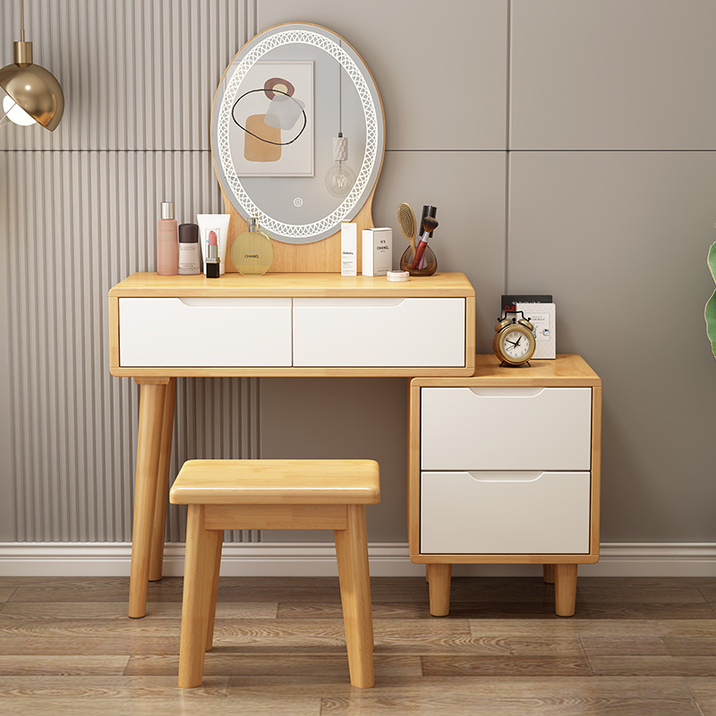 Natural white wood [with night light and dressing stool]