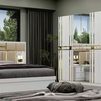 Ensemble de meubles de chambre à coucher complet moderne et minimaliste de l'usine de commerce extérieur de Foshan, lit queen-size en MDF, modèle démontable en cinq pièces