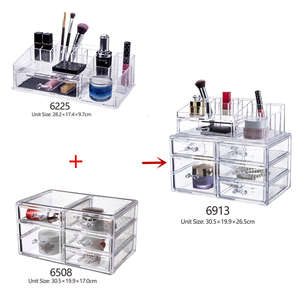 14 תאים PS אקריליק איפור ארגונית עם 1 נשלף מגירה קוסמטי ארגונית תכשיטי תצוגת אחסון יהירות Stand - Product Image 6