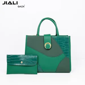 QAZA low price wholesale top quality luxury 2 in1 ladies hand bags 2024 new fashion crocodile PU leather women shoulder handbag