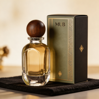 Atomiseur de parfum en verre MUB 15 mm à sertir, design élégant, base lourde, 100 ml, avec capuchon en bois, supporte la personnalisation de la couleur et de l'emballage