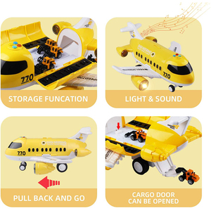 Jeu de rangement d'ordinateur portable, en forme d'avion, de dessins animés, bricolage, voitures, pelle, <span class=keywords><strong>grue</strong></span>, Mini avion électronique, avec camions lumineux et son - Product Image 4
