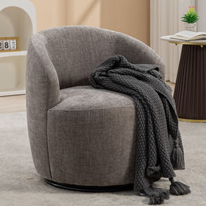 Fauteuil pivotant moderne en tissu chenille, fauteuil baril avec <span class=keywords><strong>anneau</strong></span> métallique en revêtement poudré noir, <span class=keywords><strong>gris</strong></span>, meubles de salon - Product Image 5