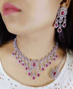 Luxury <b>Statement</b> <b>Jewelry</b> Necklace Elegant Unique <b>Jewelry</b> CZ Choker Necklace Wedding AD Diamond Necklace - Product Image 2