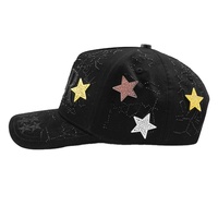 Topi Baseball Gaya Baru Hitam Gorras Bordir 3D Berlian Imitasi Jaring Laba-laba Kristal Multi-Tone Pin Logam Bintang Gothic Street