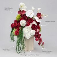 Centro de Mesa de Bolas de Flores de Seda Rojo Borgoña Personalizado de 50 cm, Decoración Realista para Mesa de Boda, Venta al por Mayor de Fábrica OEM