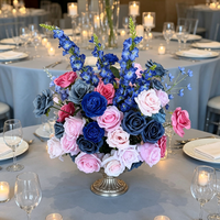 Boules de fleurs artificielles bleu marine C-526 en gros, centres de table roses et bleus pour mariages, événements, fêtes et anniversaires
