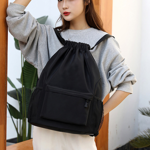 Outdoor <b>Waterproof</b> Nylon <b>Drawstring</b> Sport Travel <b>Bag</b> Backpack Swimming Basketball <b>Drawstring</b> Backpack with Zipper and Pocket - Product Image 2