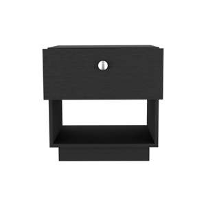 Single Drawer Nightstand 19 H Black <b>Open</b> <b>Storage</b> Shelf Bedroom Furniture - Product Image 4