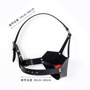 Masque de tête en cuir PU rembourré, masque de film, cosplay, bandeau, fête d'Halloween, masque de mascarade, masque de bouche, harnais de tête BDSM, masque de bondage, bâillon - Product Image 2