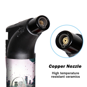 TECHNO OEM ODM azul llama ajustable a prueba de viento butano seguro electrónico asado recargable cigarro Jet Slant antorcha encendedor con cerradura - Product Image 4
