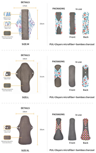EASYMOM Serviettes hygiéniques lavables pour peaux sensibles en charbon de bambou : Soin doux, haute absorption et contrôle des odeurs - Product Image 4