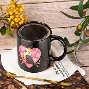 Taza de café de cerámica negra de 15 oz para sublimación, de porcelana brillante, con logotipo personalizado, de gres mate brillante, en blanco, al por mayor, en stock - Product Image 6