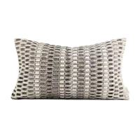 Coussin décoratif en velours Echo, géométrique, moderne, de luxe léger, haut de gamme, gris et blanc, en peluche, tissé, résistant, pour canapé et lit