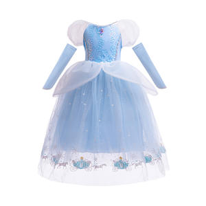 Collection de papillons bleus d'inspiration de luxe Princesse Manches à bulles Sequin Fantasy Disguise Cendrillon Robe TV & Movie Costumes - Product Image 3