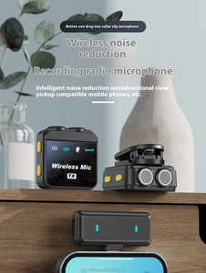 Double microphone de Lavalier <span class=keywords><strong>sans</strong></span> <span class=keywords><strong>fil</strong></span> 2.4G pour l'extérieur, la réduction du bruit de la radio du téléphone portable pour la conférence. - Product Image 4