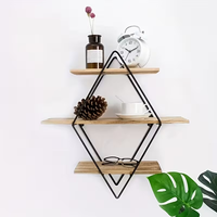 Étagères murales flottantes à 3 niveaux en forme de diamant géométrique Greenco, en bois rustique, pour chambre à coucher, salle de bain, cuisine