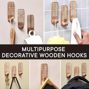 Appendiabiti in Legno Massello Stile Vintage Nord Europa con Motivo Geometrico per <span class=keywords><strong>Ingresso</strong></span>, Camera da Letto, <span class=keywords><strong>Porta</strong></span>, Cappotti e Chiavi - Product Image 3