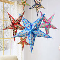 Lanterne en papier à cinq branches écologique et lumineuse, lanterne en papier 3D en forme d'étoile, décorations murales intérieures pour fête de Noël