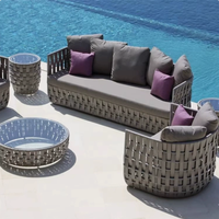 Ensemble de canapés de jardin de style nordique, imperméable et résistant aux UV, pour villa et balcon, en rotin, avec table basse, grand ensemble de canapés