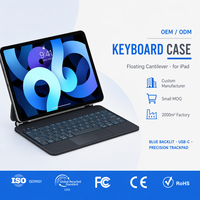 Casing Keyboard Nirkabel RoHS CE untuk iPad Air 10.9/11 iPad 10 Antarmuka USB Type-C Lampu Latar LED 7 Warna Ultra Tipis Dukungan Bahasa Prancis