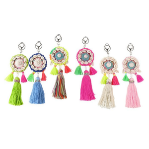 Portachiavi in stile etnico LLAVERO con nappa colorata, ciondolo decorativo per borsa o portachiavi, 2 colori per confezione, 360 pezzi - Product Image 1