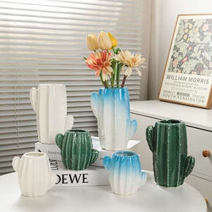 <span class=keywords><strong>Vaso</strong></span> <span class=keywords><strong>da</strong></span> tavolo in ceramica smaltata di colore brillante fatto a mano per composizioni di fiori d'acqua ornamenti <span class=keywords><strong>Cactus</strong></span> fattoria per soggiorno - Product Image 1