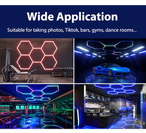 <span class=keywords><strong>Luces</strong></span> LED Hexagonales RGB SUEZ DIY, Clasificación IP54, Material de Aluminio+PC, Luz Nocturna Vibrante con Cambio de Color para <span class=keywords><strong>Taller</strong></span> o Sala de Juegos - Product Image 6