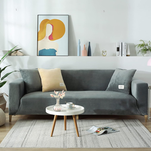 Large <strong>Sofa</strong> <strong>Cover</strong> 1-4 Seatslight <strong>Grey</strong> Velvet and Elastane Stretch <strong>Sofa</strong> <strong>Cover</strong> Furniture Protector for Living Room - Product Image 6