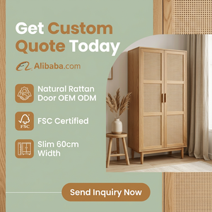<span class=keywords><strong>Armario</strong></span> Independiente Japonés Personalizado, Delgado y Estrecho, de Roble Macizo y Ratán Natural, de Gran Capacidad para Almacenamiento en Dormitorios de Apartamentos - OEM - Product Image 6